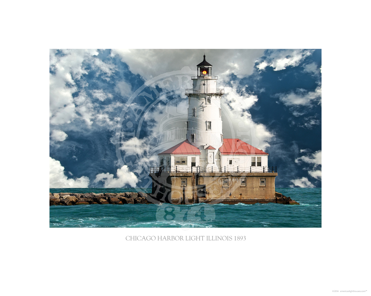 Chicago Harbor Light Illinois 1893