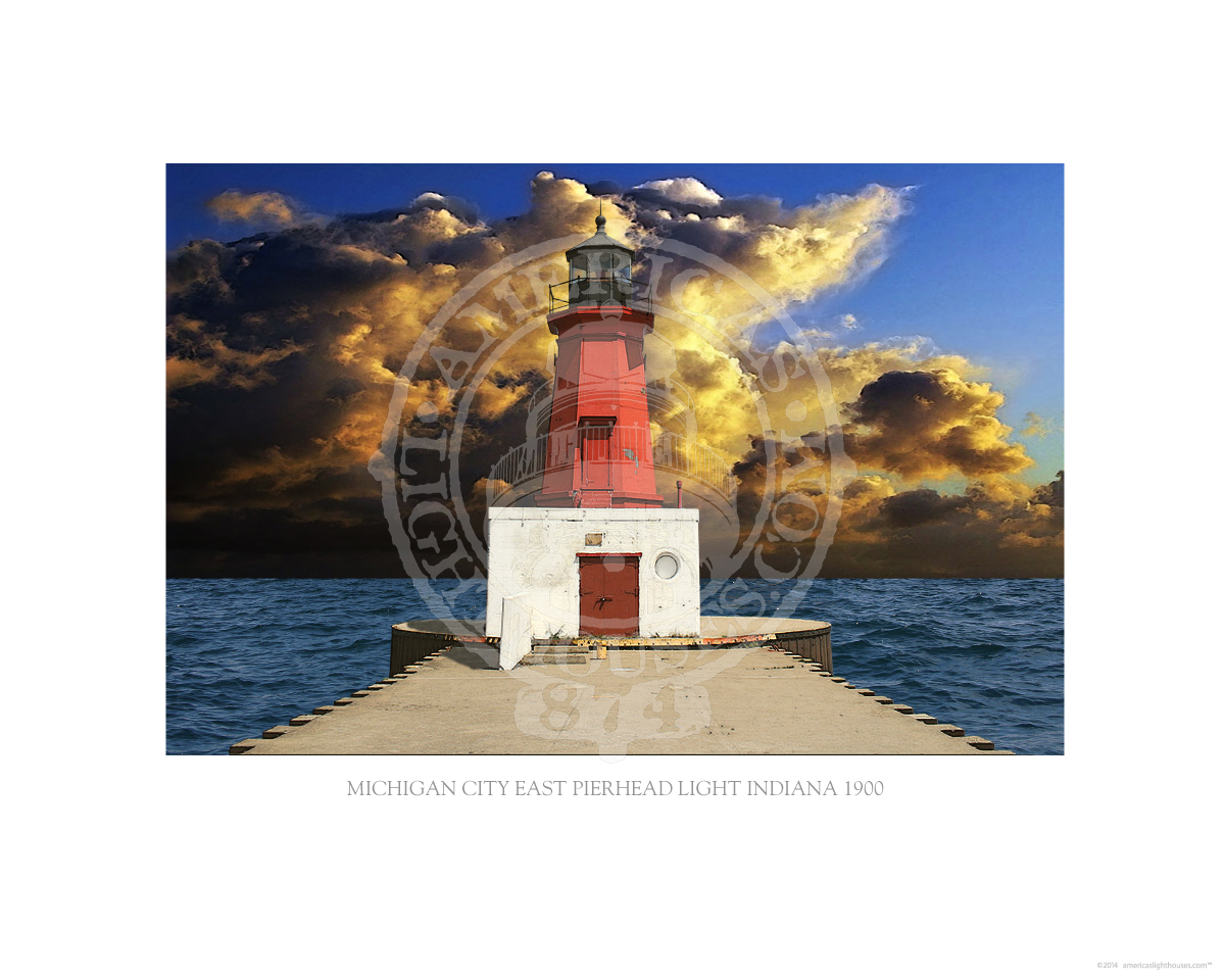 Michigan City East Pierhead Light Indiana 1900