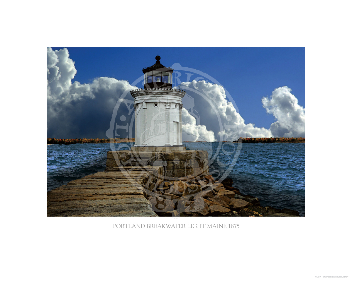 Portland Breakwater Light Maine 1875