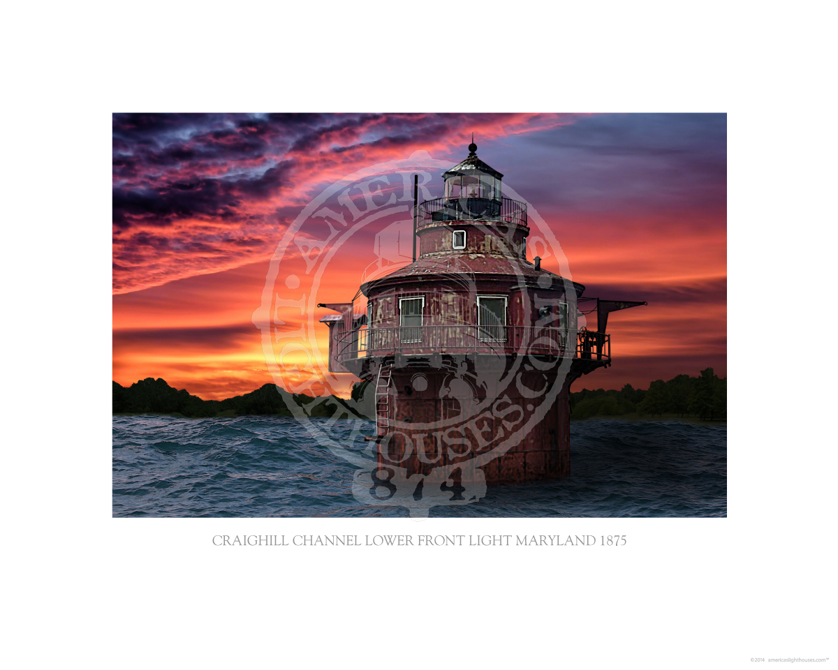 Craighill Channel Lower Front Light Maryland 1875