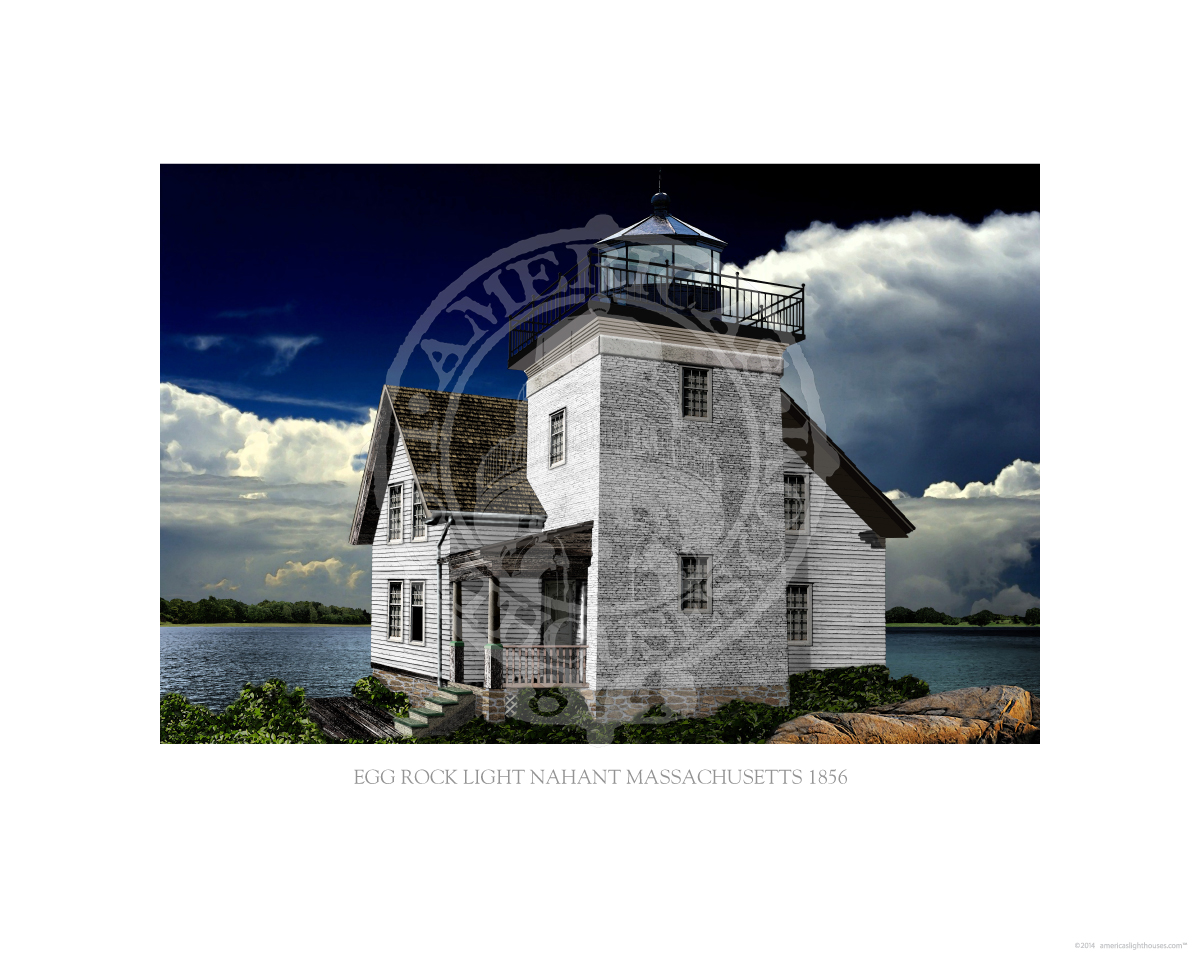 Egg Rock Light Nahant Massachusetts 1856
