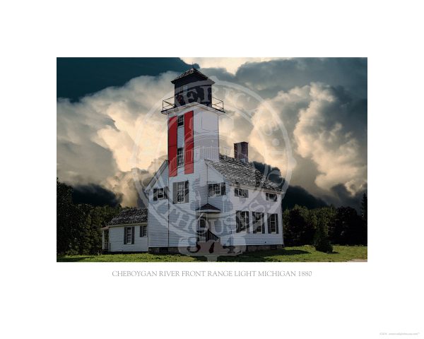 Cheboygan River Front Range Light Michigan 1880