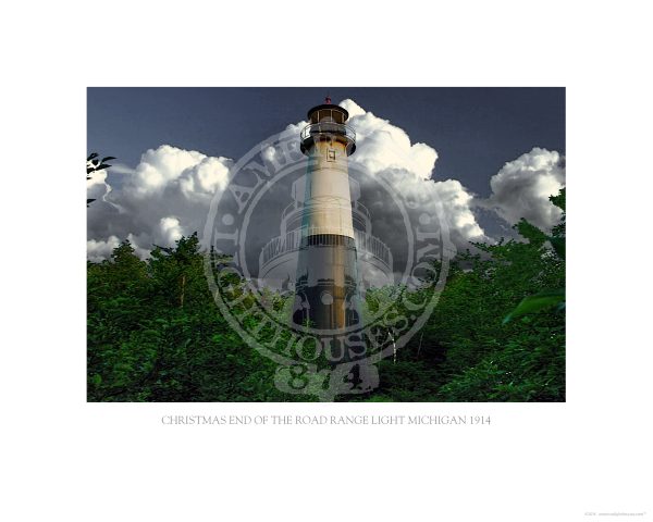Christmas End of the Road Range Light Michigan 1914