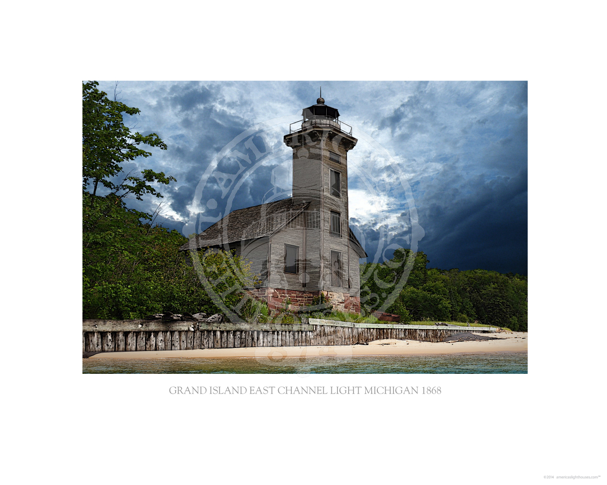 Grand Island East Channel Light Michigan 1868