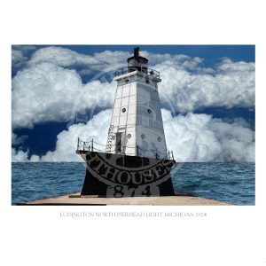 Ludington North Pierhead Light Michigan 1924