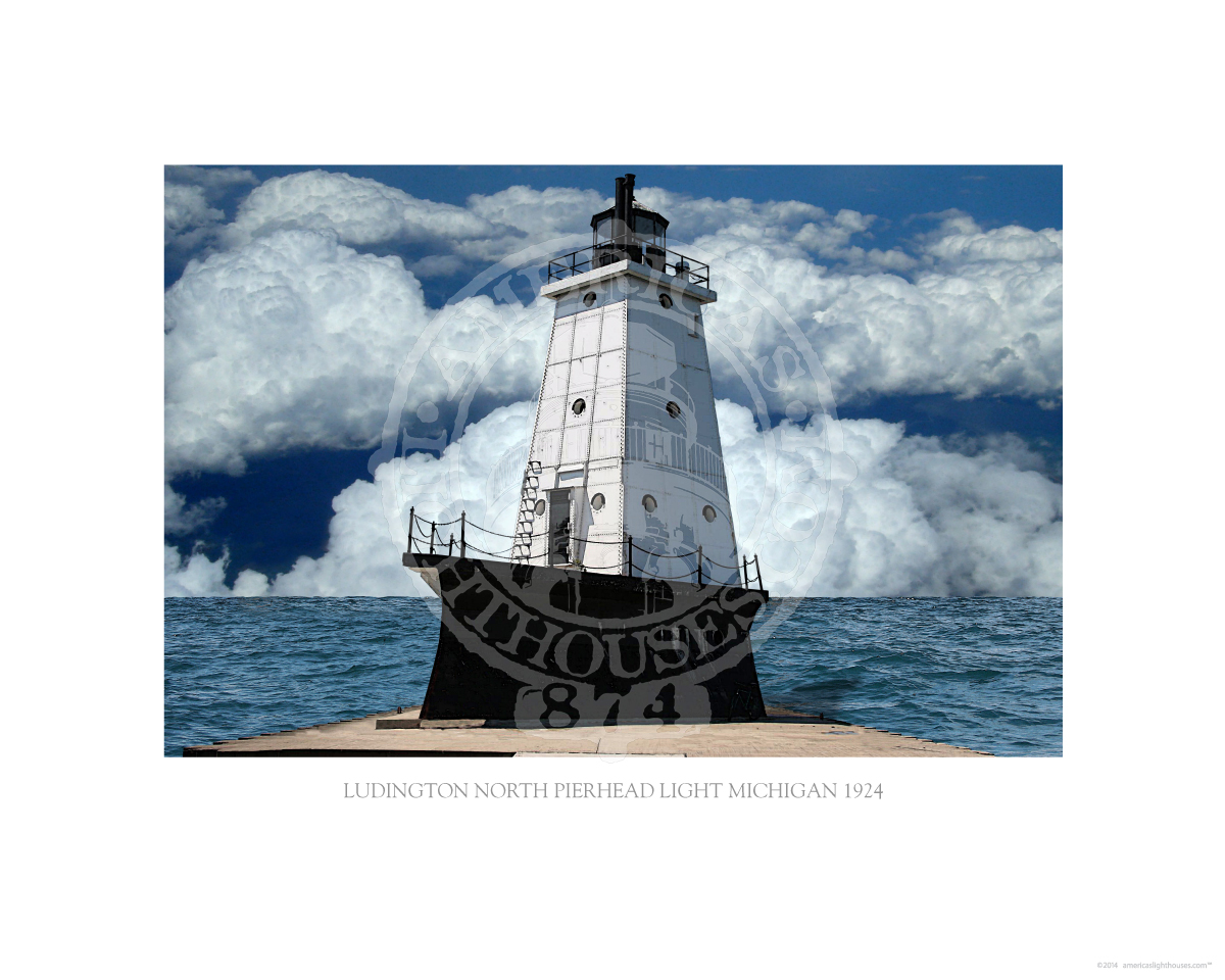 Ludington North Pierhead Light Michigan 1924