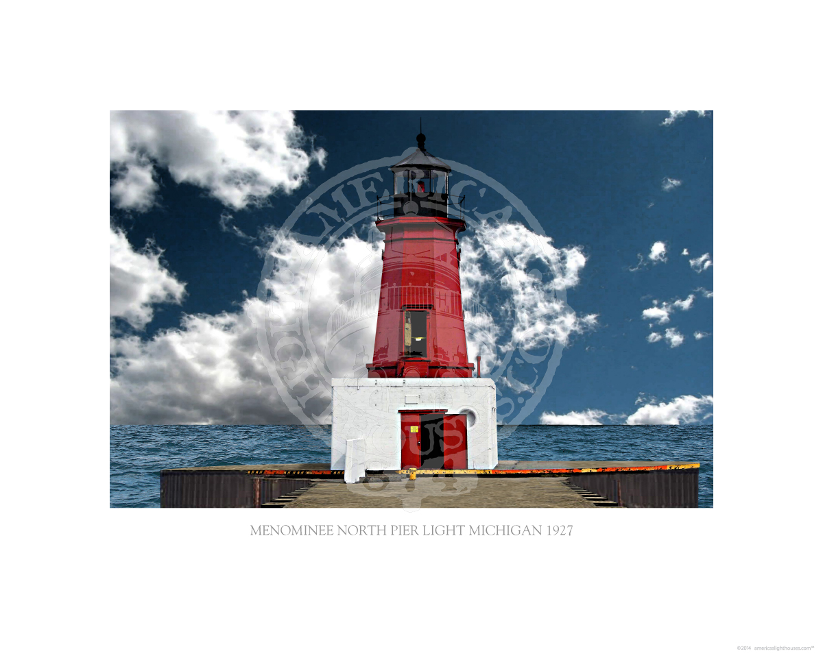 Menominee North Pier Light Michigan 1927