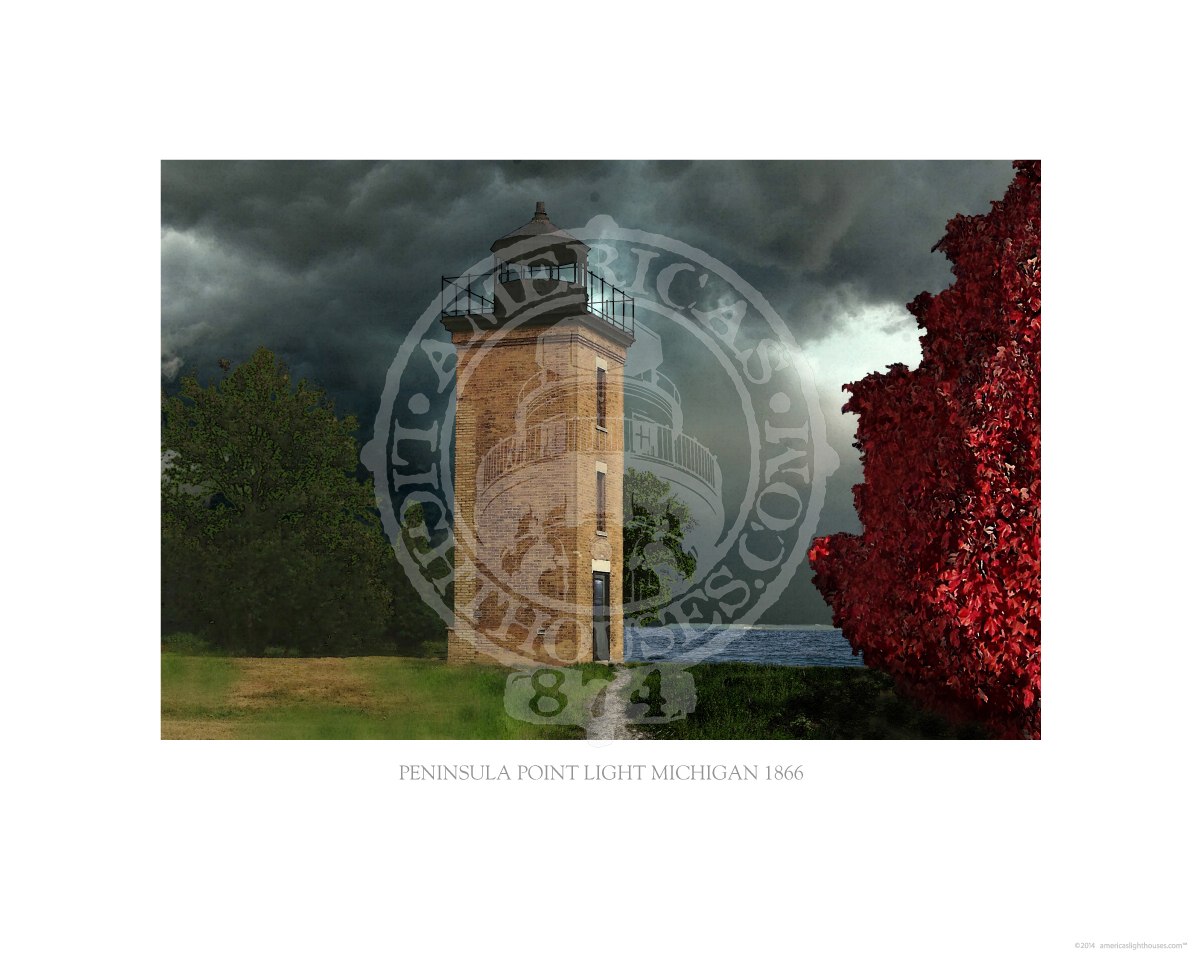 Peninsula Point Light Michigan 1866