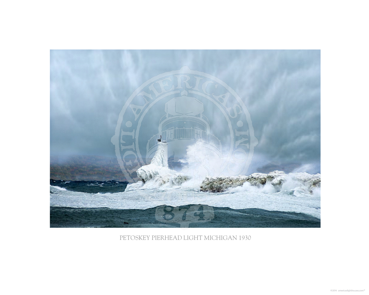 Petoskey Pierhead Light Michigan 1930