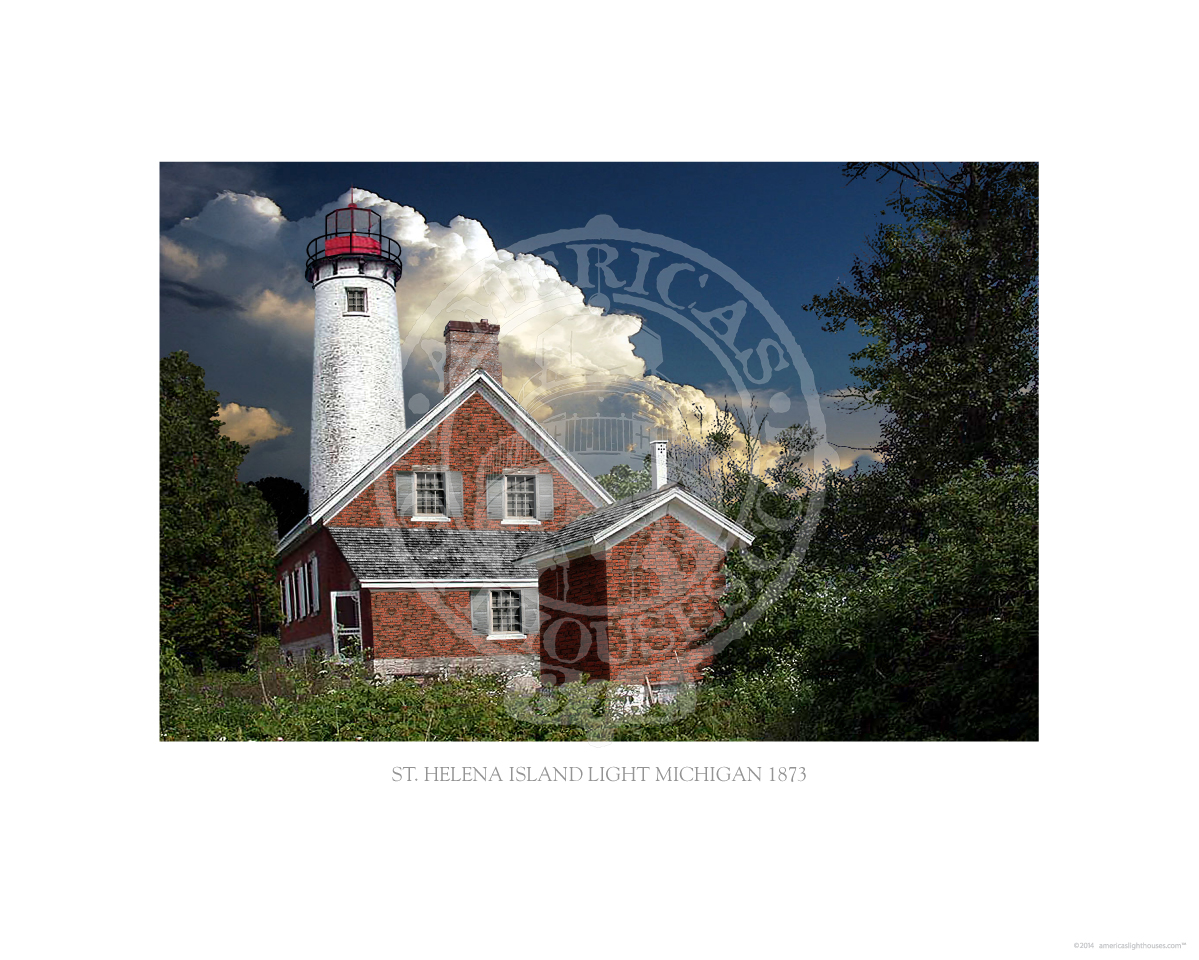 St Helena Island Light Michigan 1873