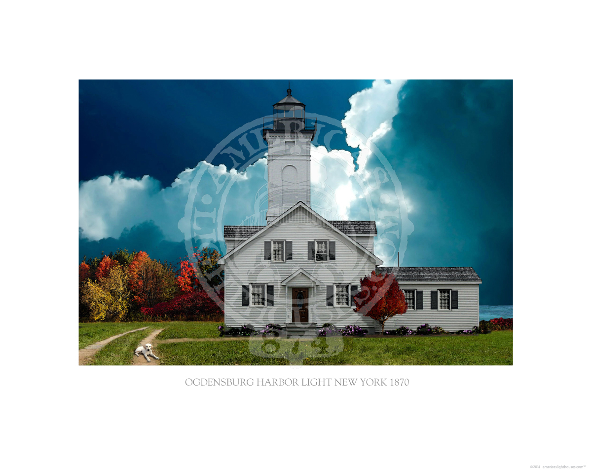 Ogdensburg Harbor Light New York 1870