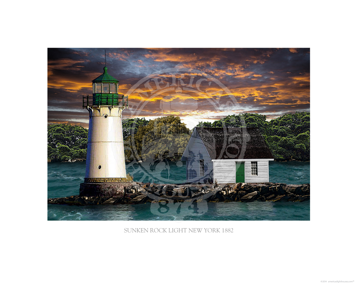 Sunken Rock Light New York 1882