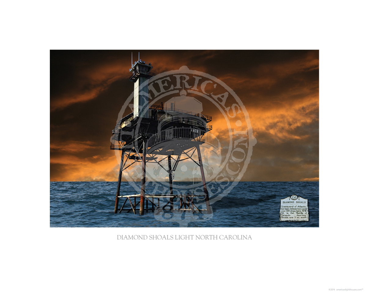 Diamond Shoals Light with Plaque North Carolina