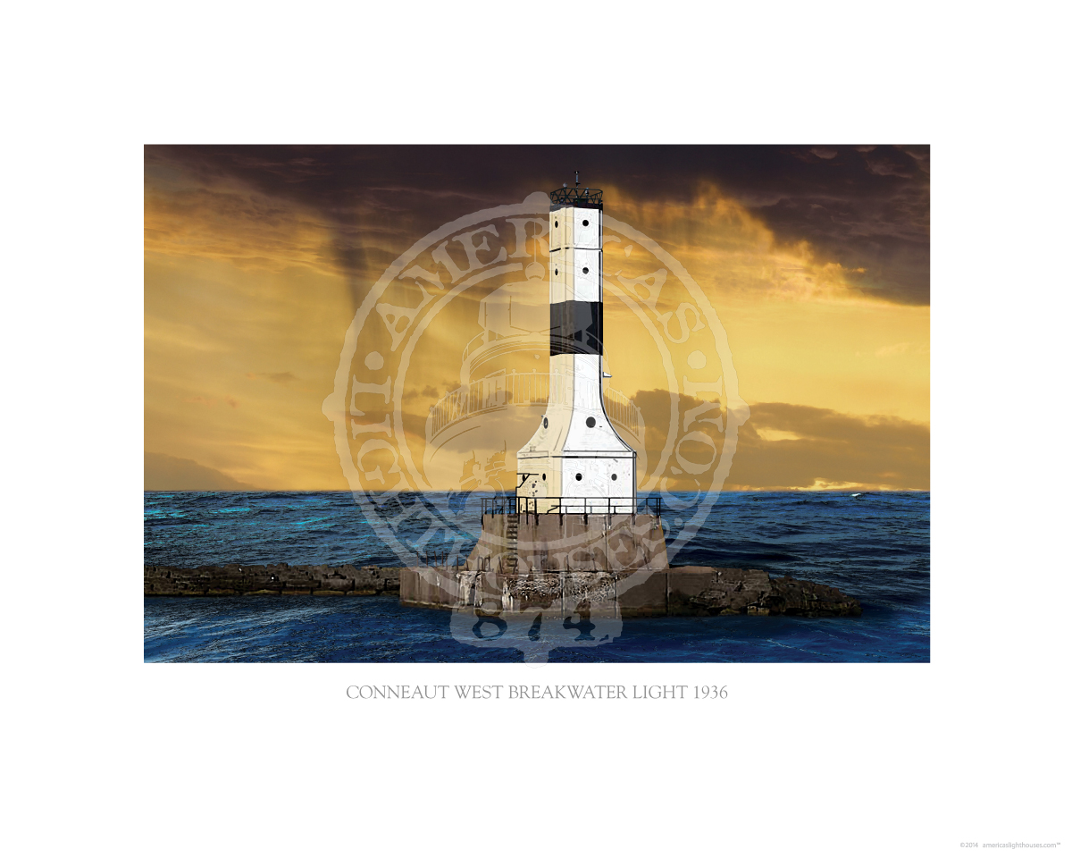 Conneaut West Breakwater Light Ohio 1936