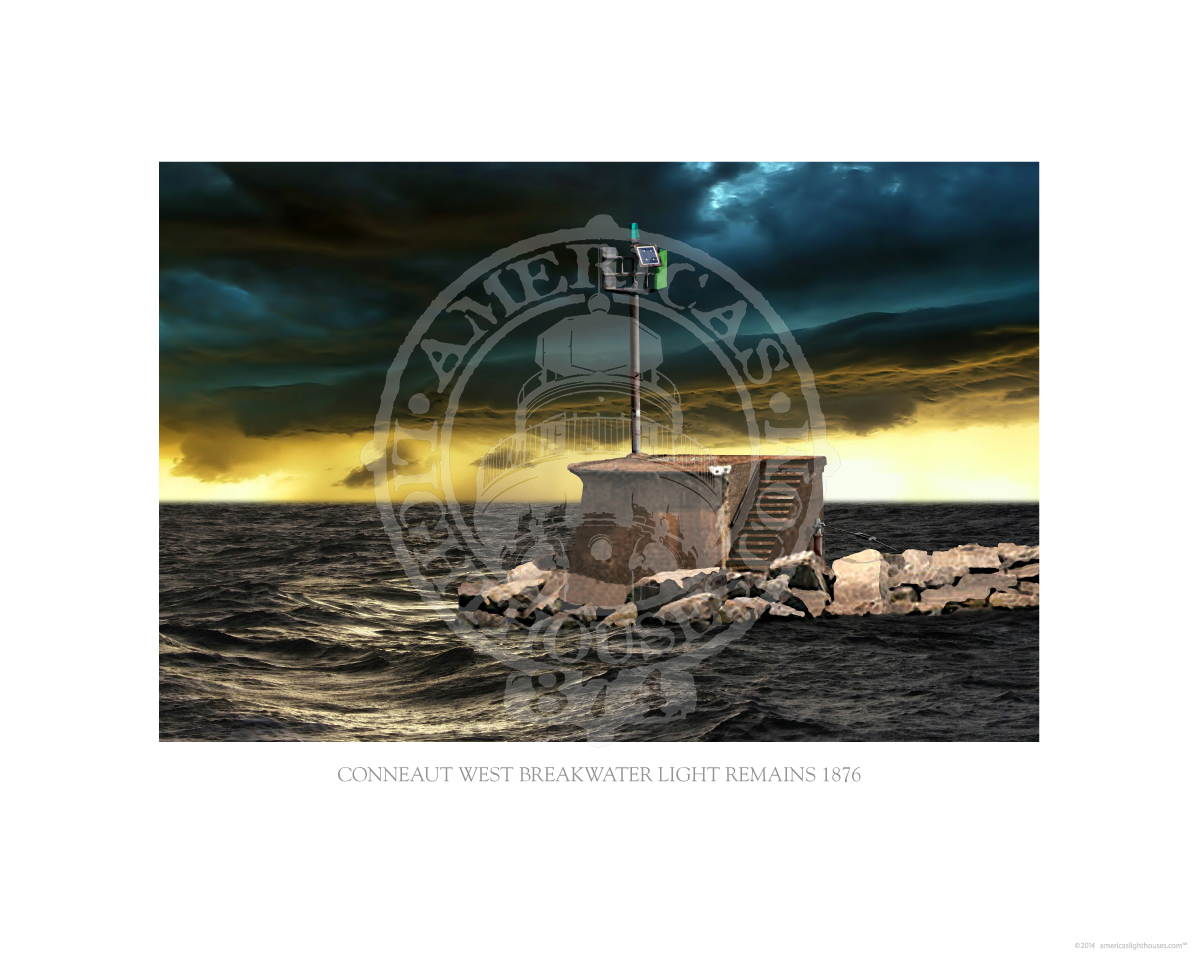 Conneaut West Breakwater Light Remains Ohio 1876