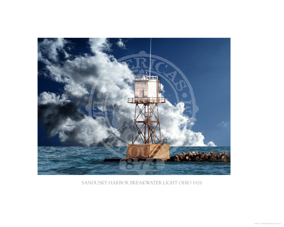 Sandusky Harbor Breakwater Light Ohio 1926