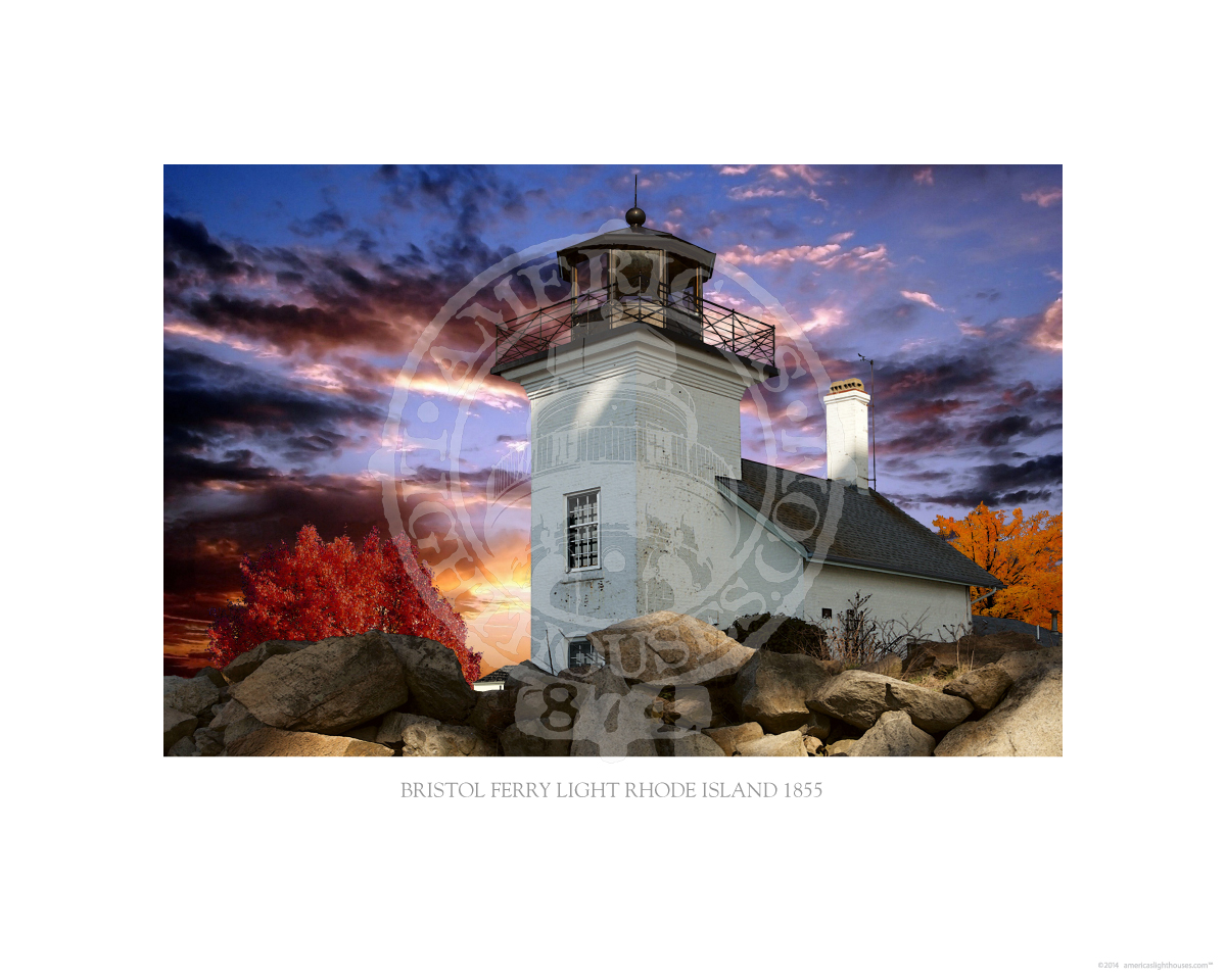 Bristol Ferry Light Rhode Island 1855