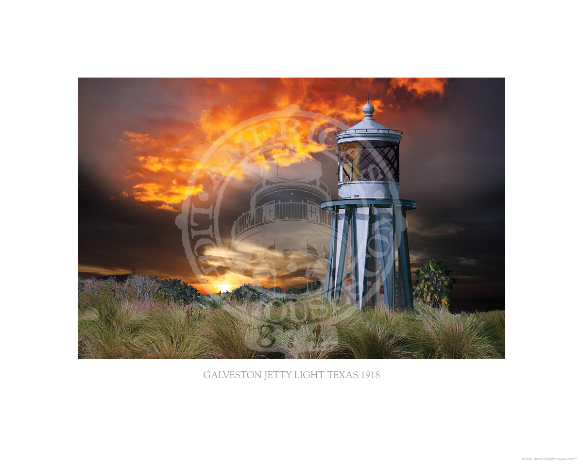 Galveston Jetty Light Texas 1918