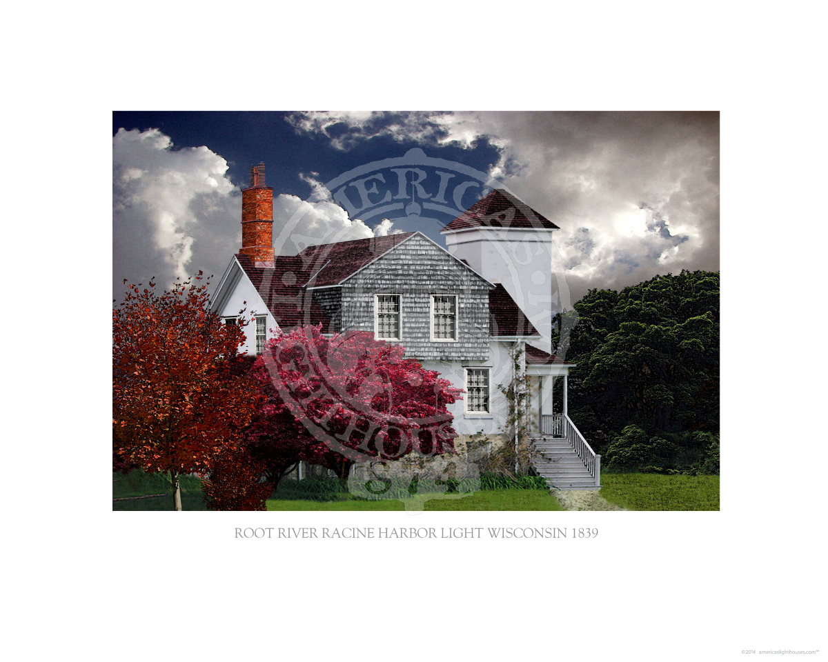 Root River Racine Harbor Light Wisconsin 1839