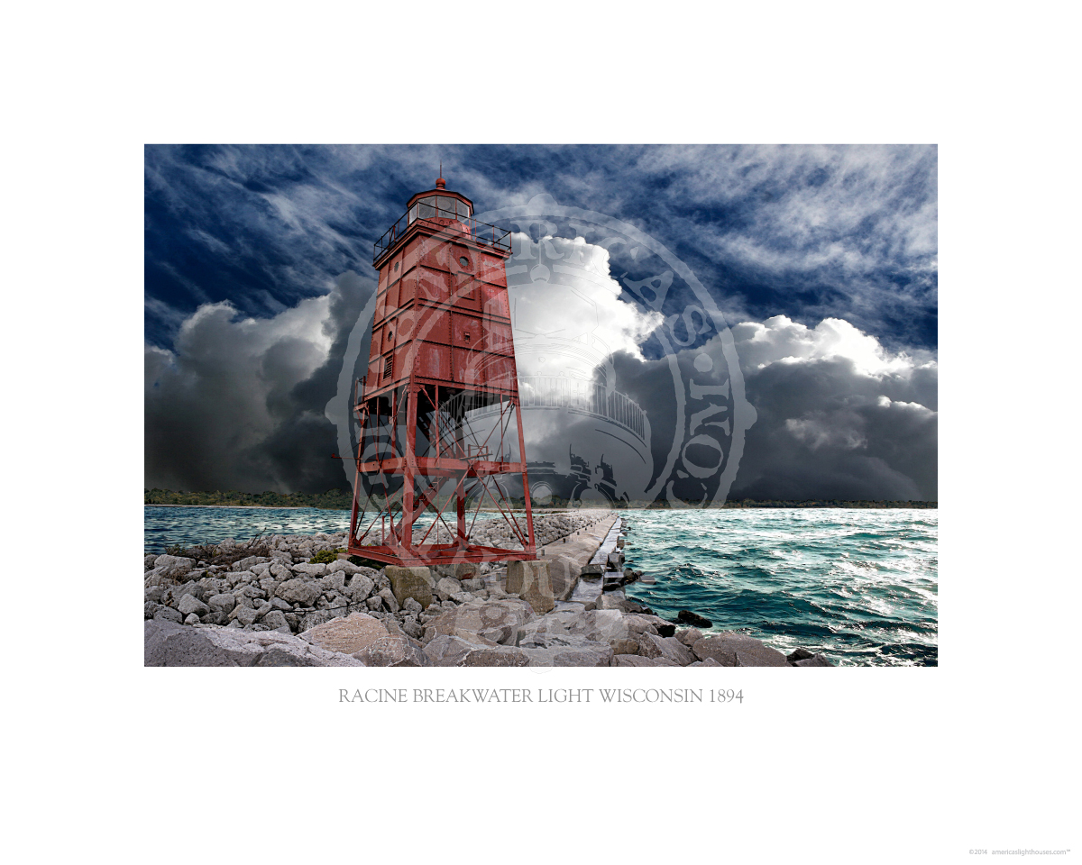 Racine Breakwater Light Wisconsin 1894