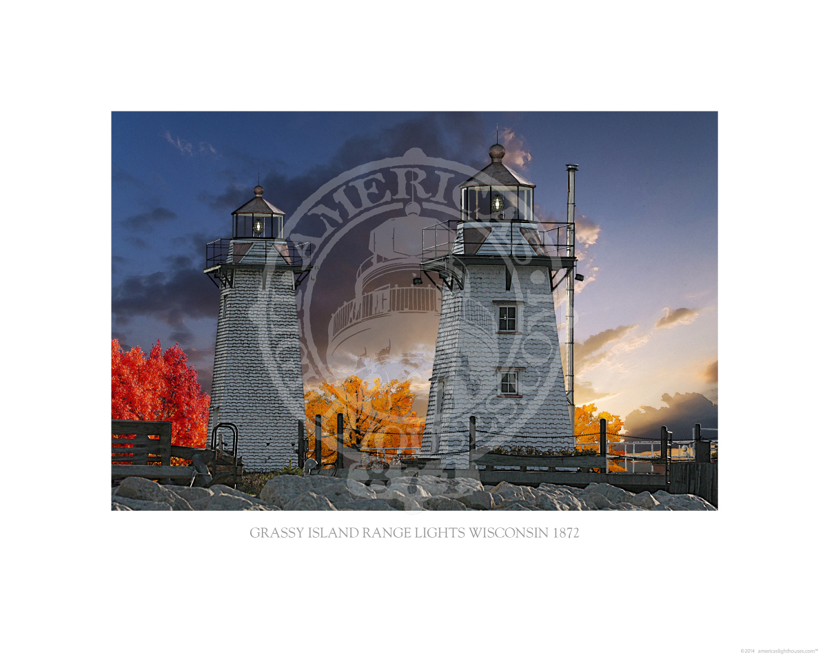 Grassy Island Range Lights Wisconsin 1872