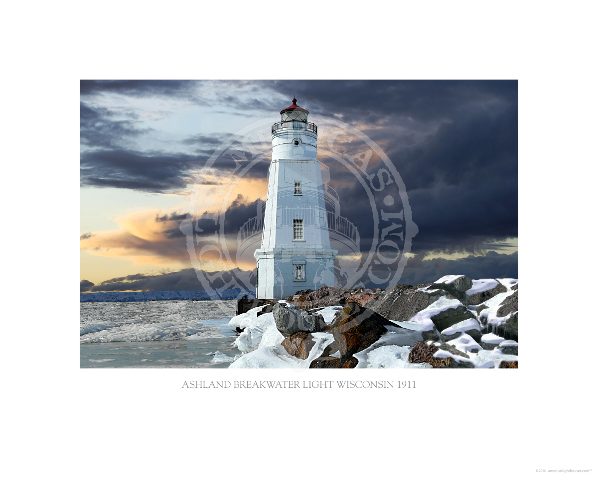 Ashland Breakwater Light Wisconsin 1911