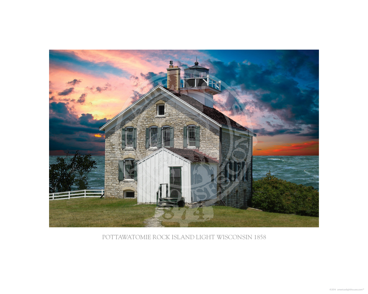Pottawatomie Rock Island Light Wisconsin 1858